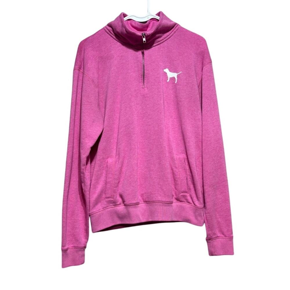 Victoria’s Secret PINK Half Zip Pullover Pocket Sweatshirt Pink Dog Logo XS